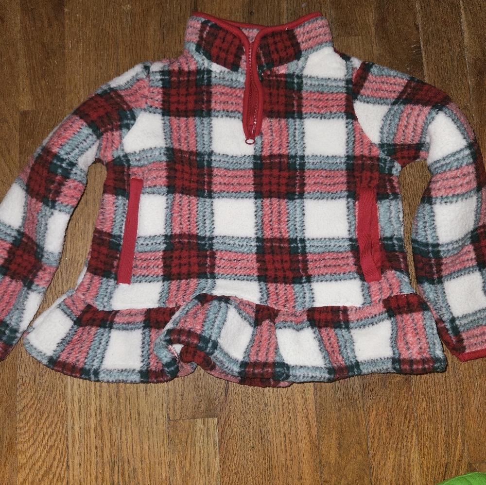 Gymboree Red and White Plaid Fleece Sweater
